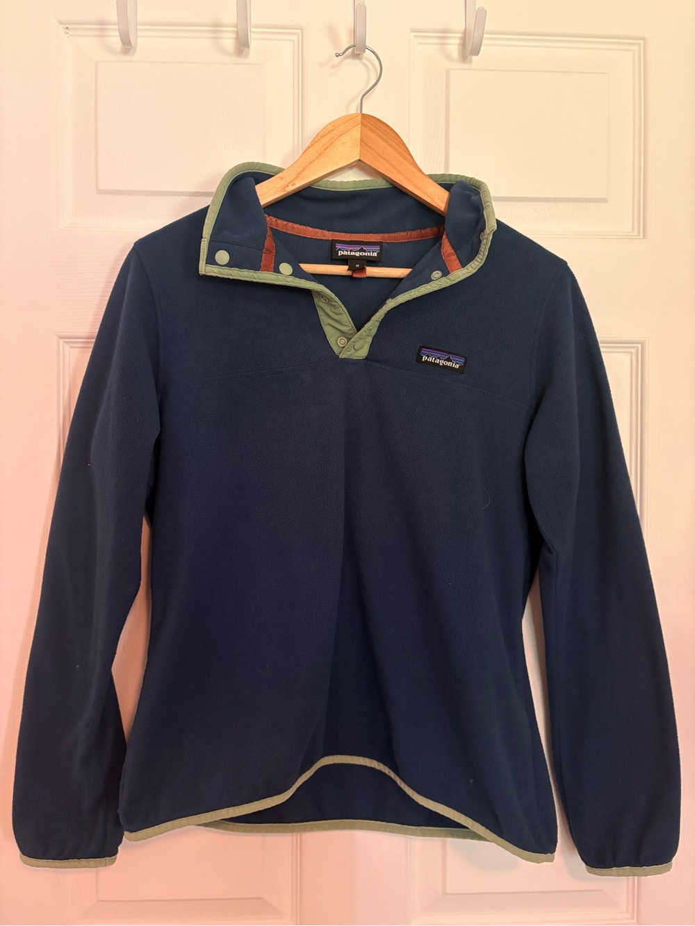 Patagonia Blue and Green Quarter Button